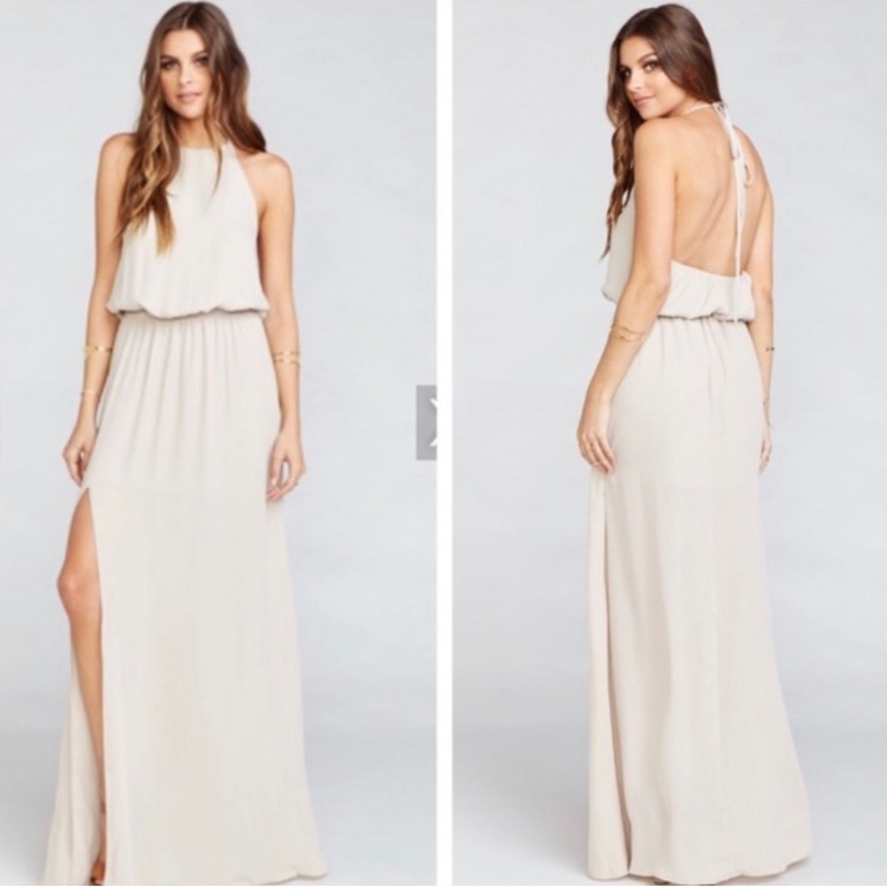 Show Me Your Mumu Heather halter maxi dress in Blush